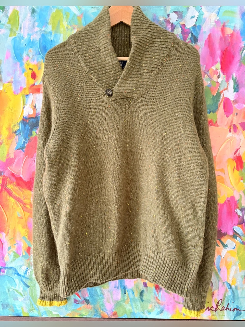 Sporting Life Merino Alpaca Shawl Collar Sweater L